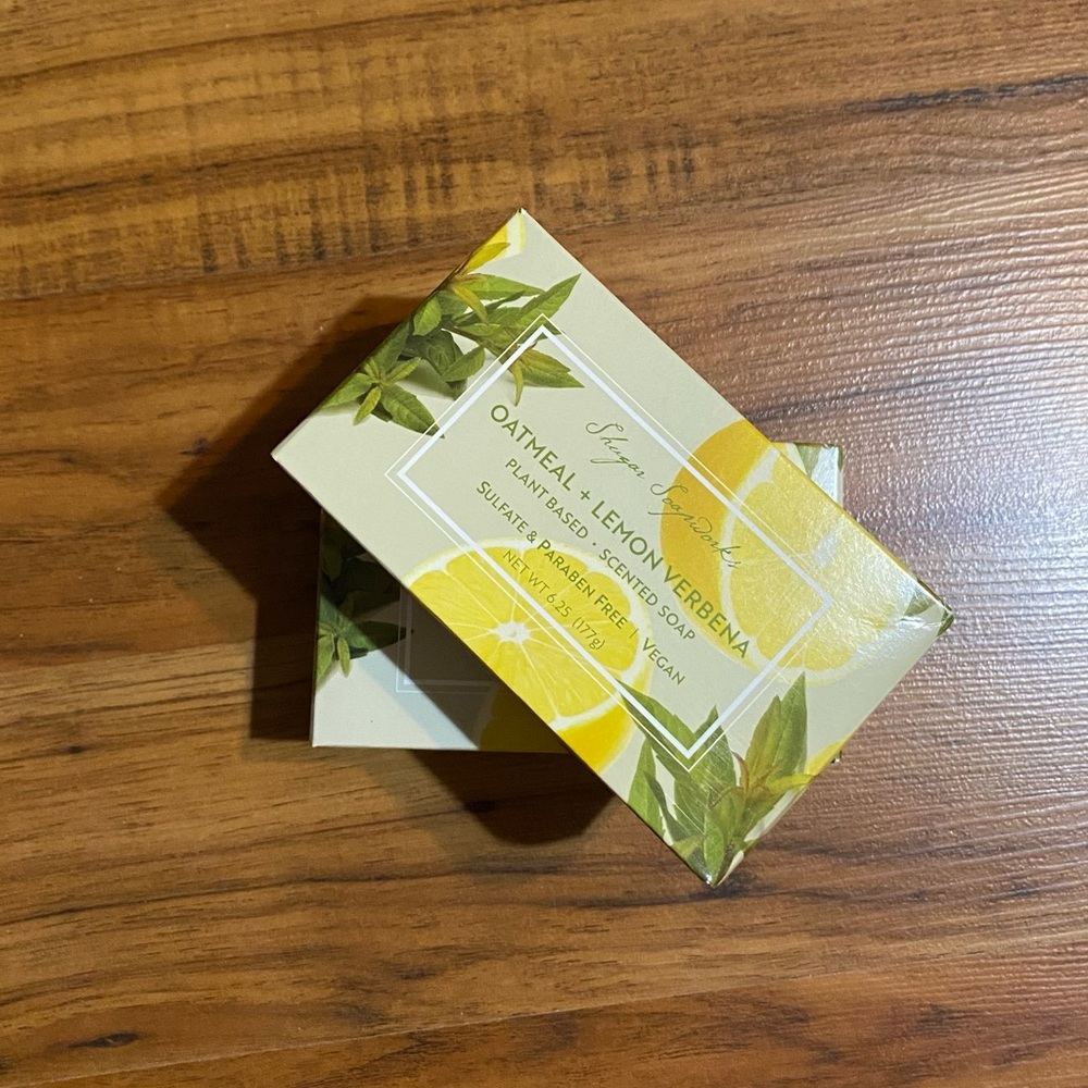 Shugar SoapWorks Plant Based Scented Bar Soap Oatmeal & Lemon Verbena (2) New